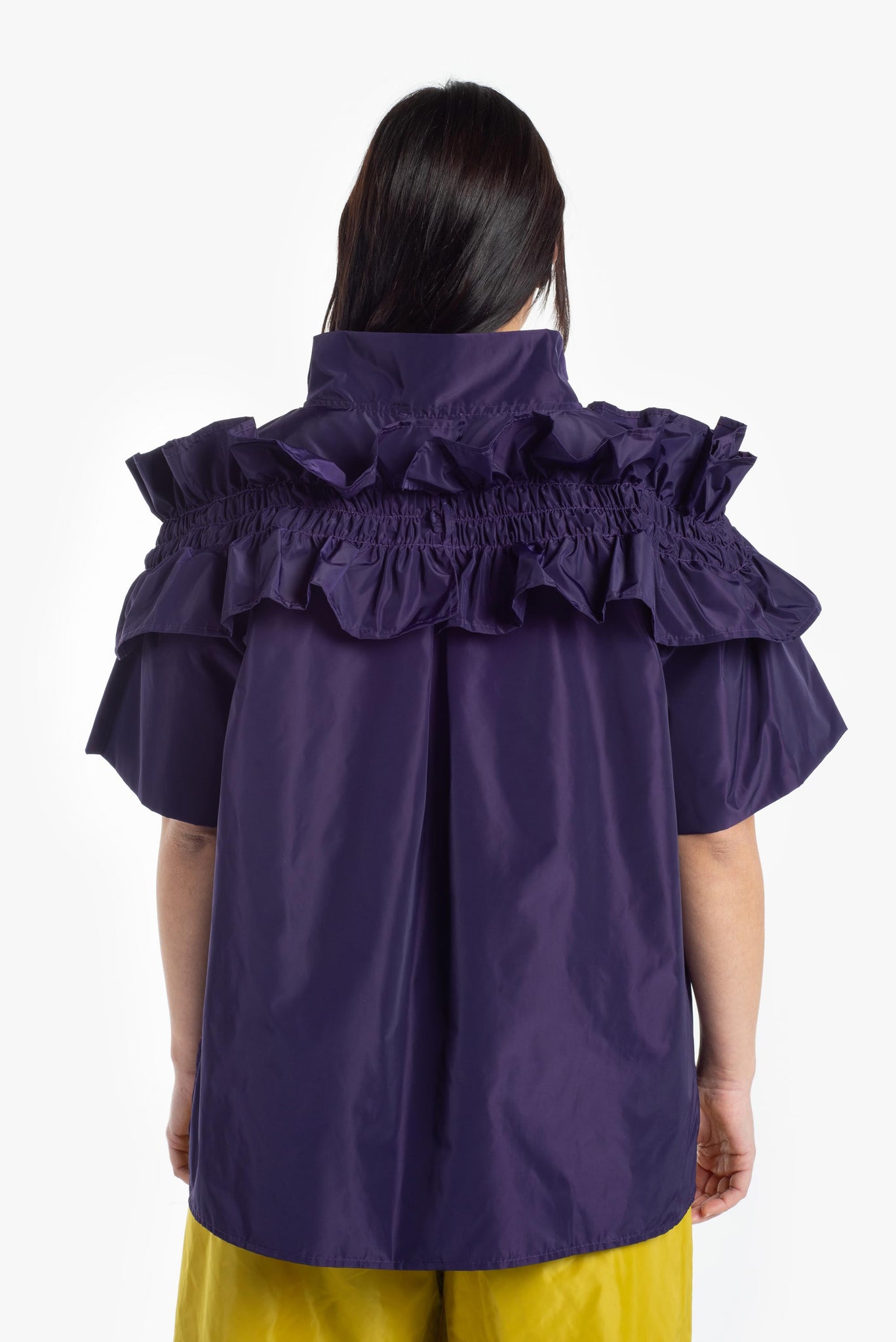 Oversized fit short-sleeved top in polyester taffeta