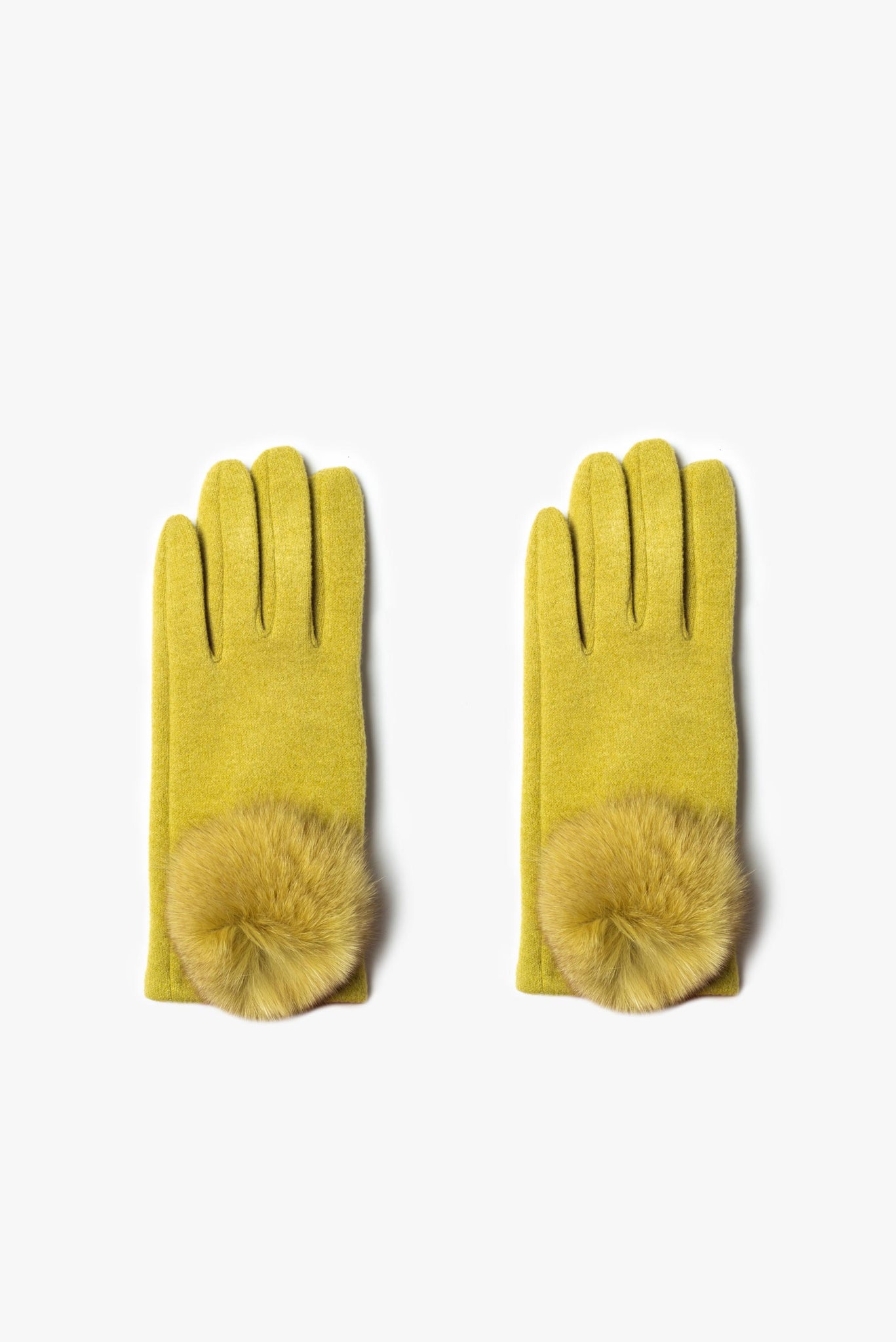 Suede gloves with pom pom detail