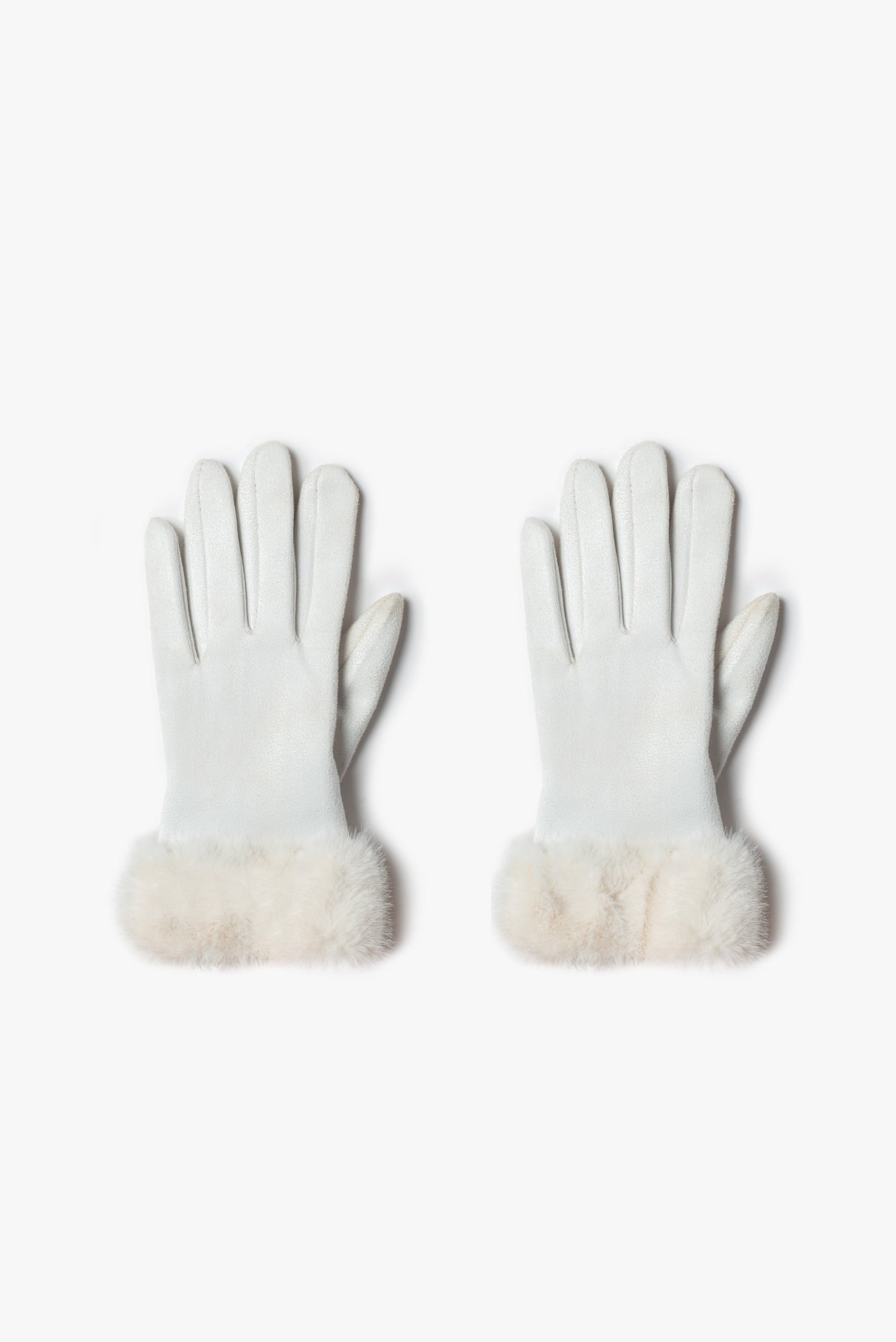 Suede gloves with faux fur cuff