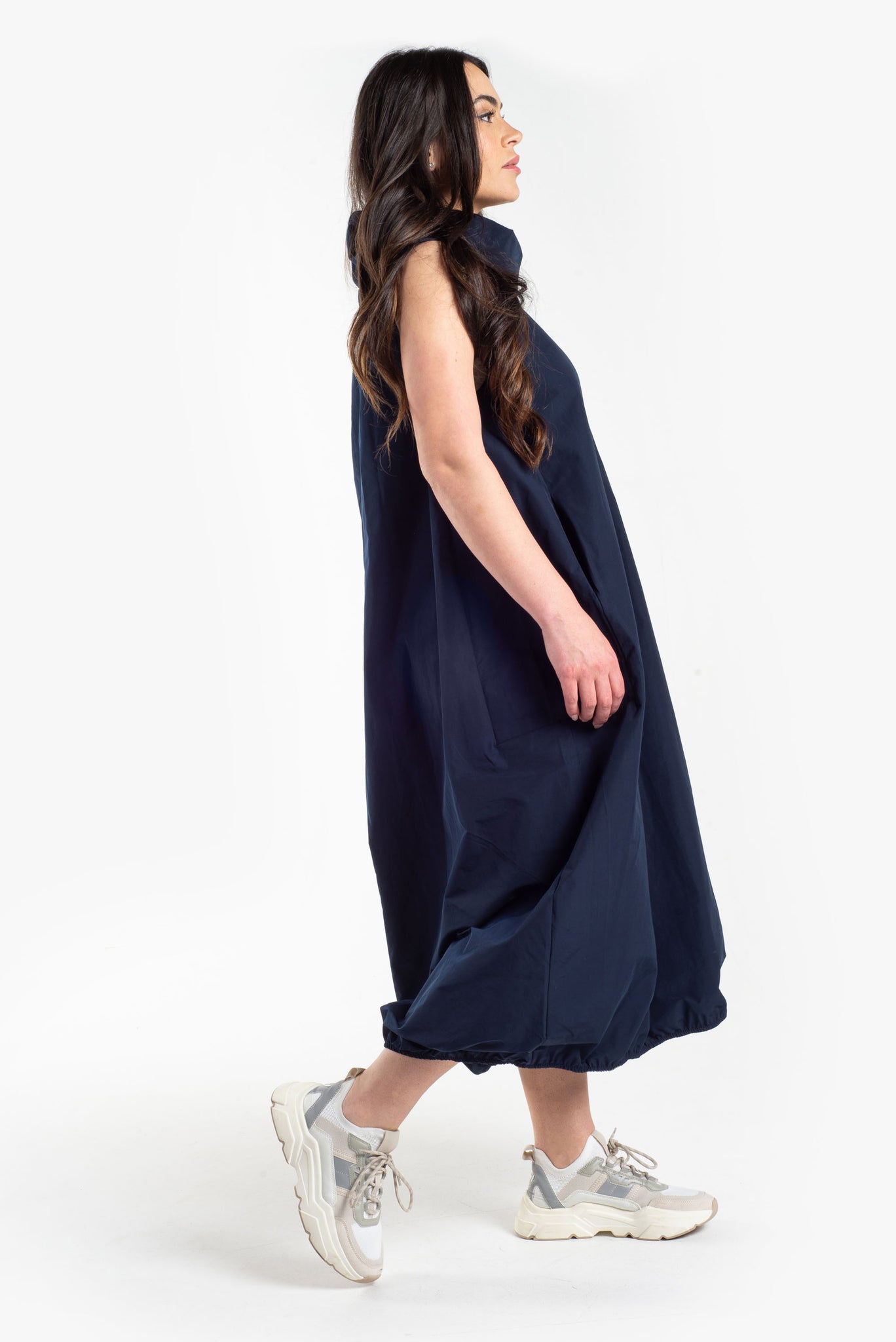 Long dress in cotton taffeta