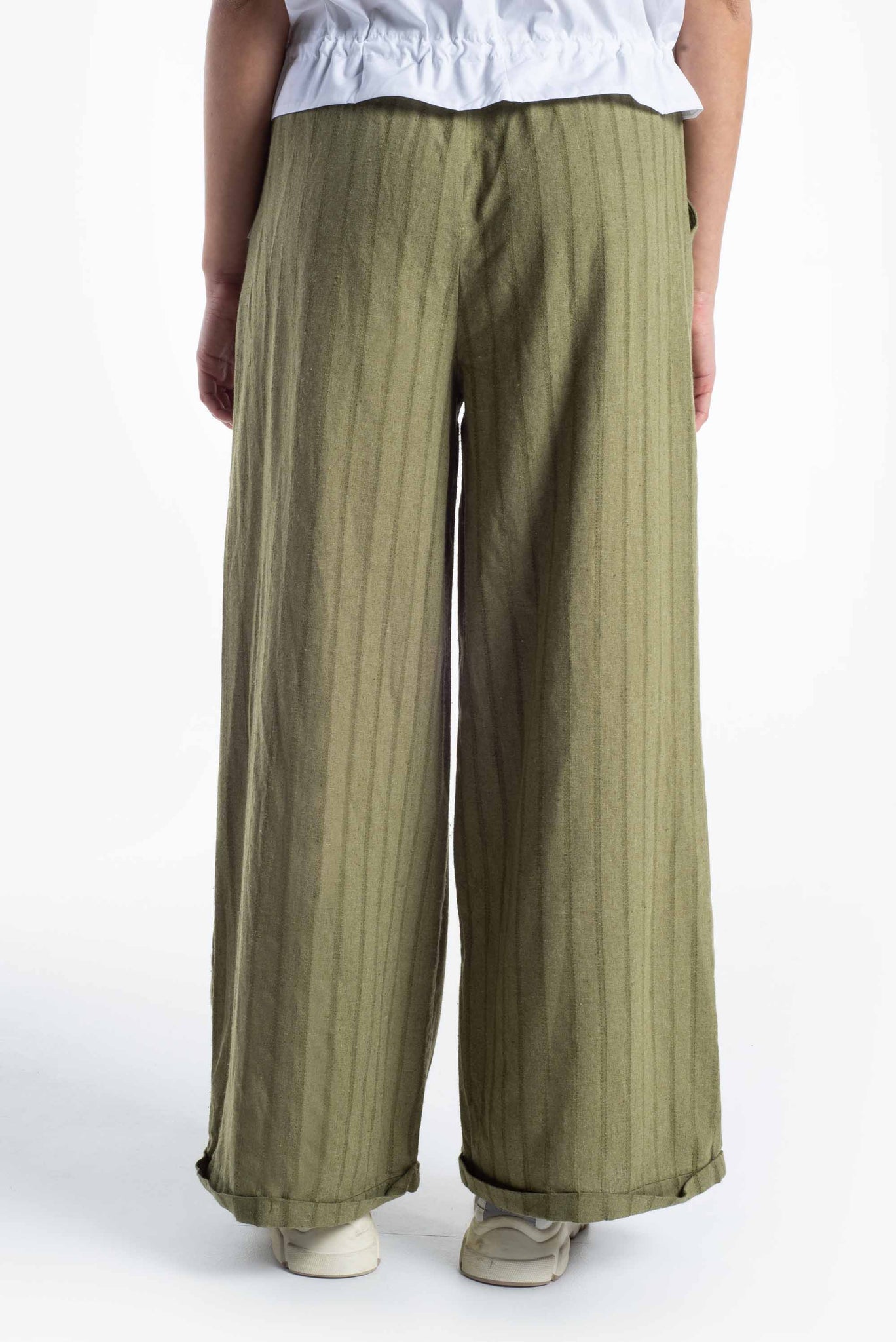 Pinstriped trousers in cotton fabric