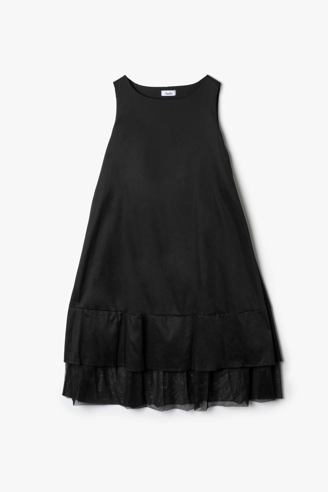 Sleeveless dress with tulle detail