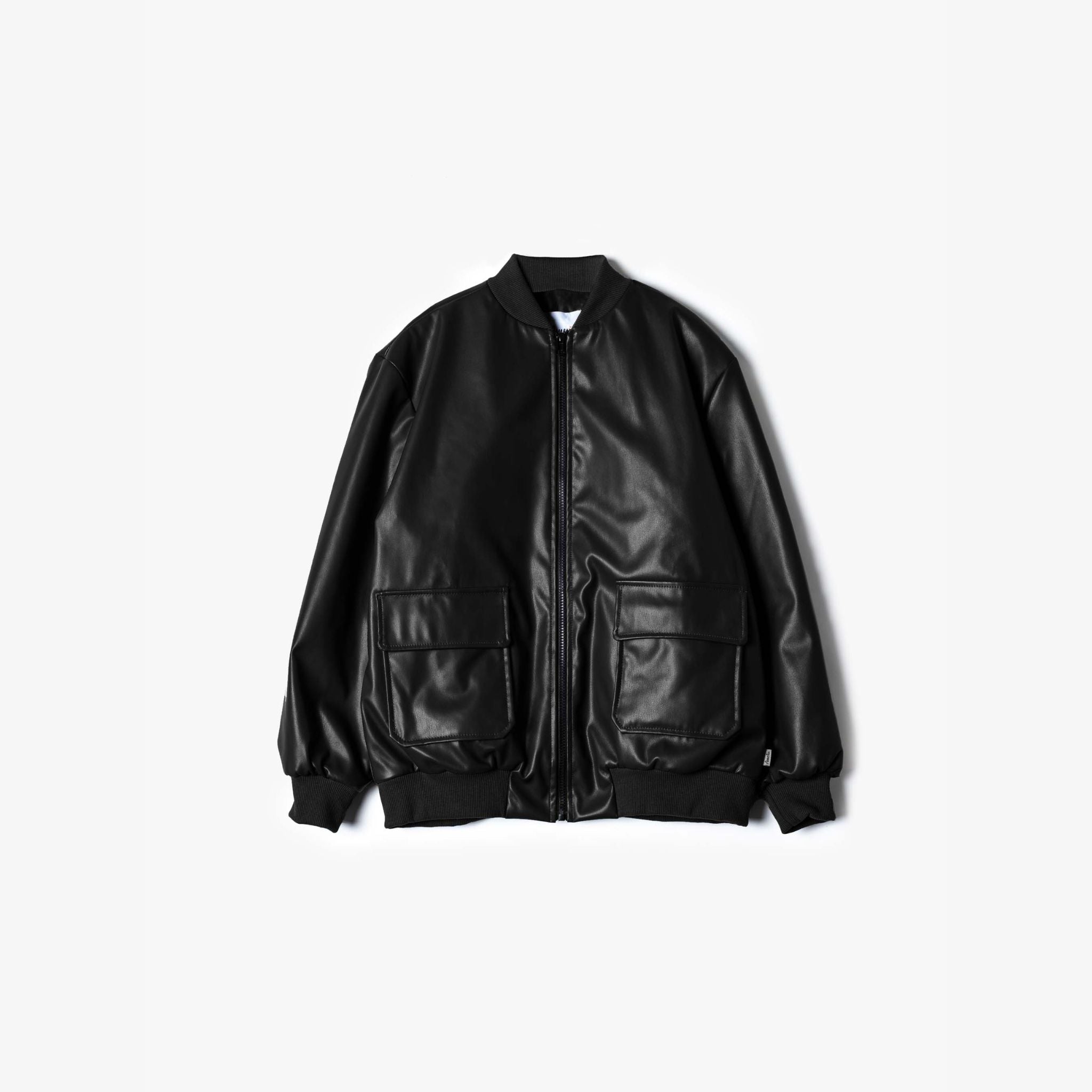 Faux leather bomber
