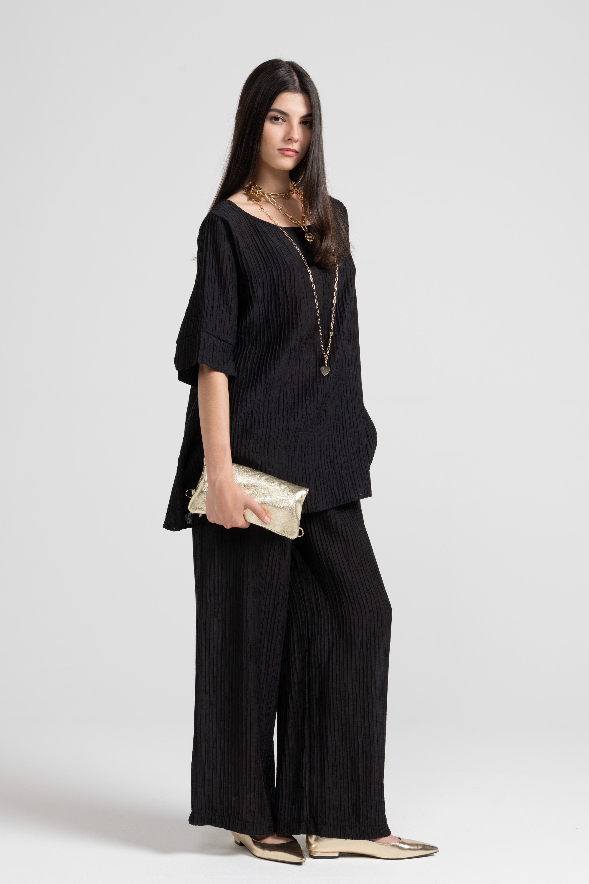 Pantaloni Palazzo Da Donna A Gamba Larga, Elasticizzati - Foto 11